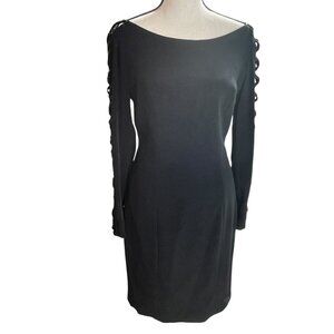 Black Long Sleeve Dress With Lace-Up Sleeves & Back By Niteline